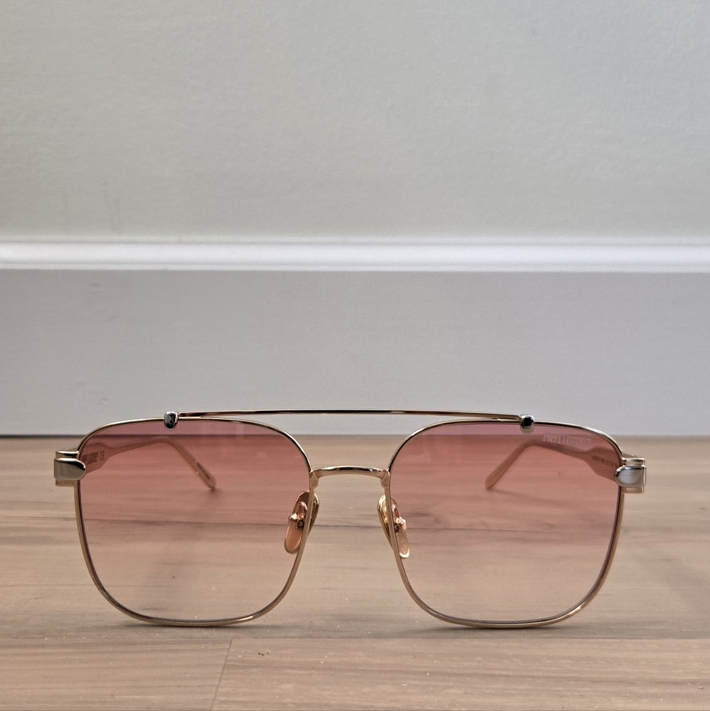 poppy lissiman | halifax | pink gradient aviator sunglasses | oversized